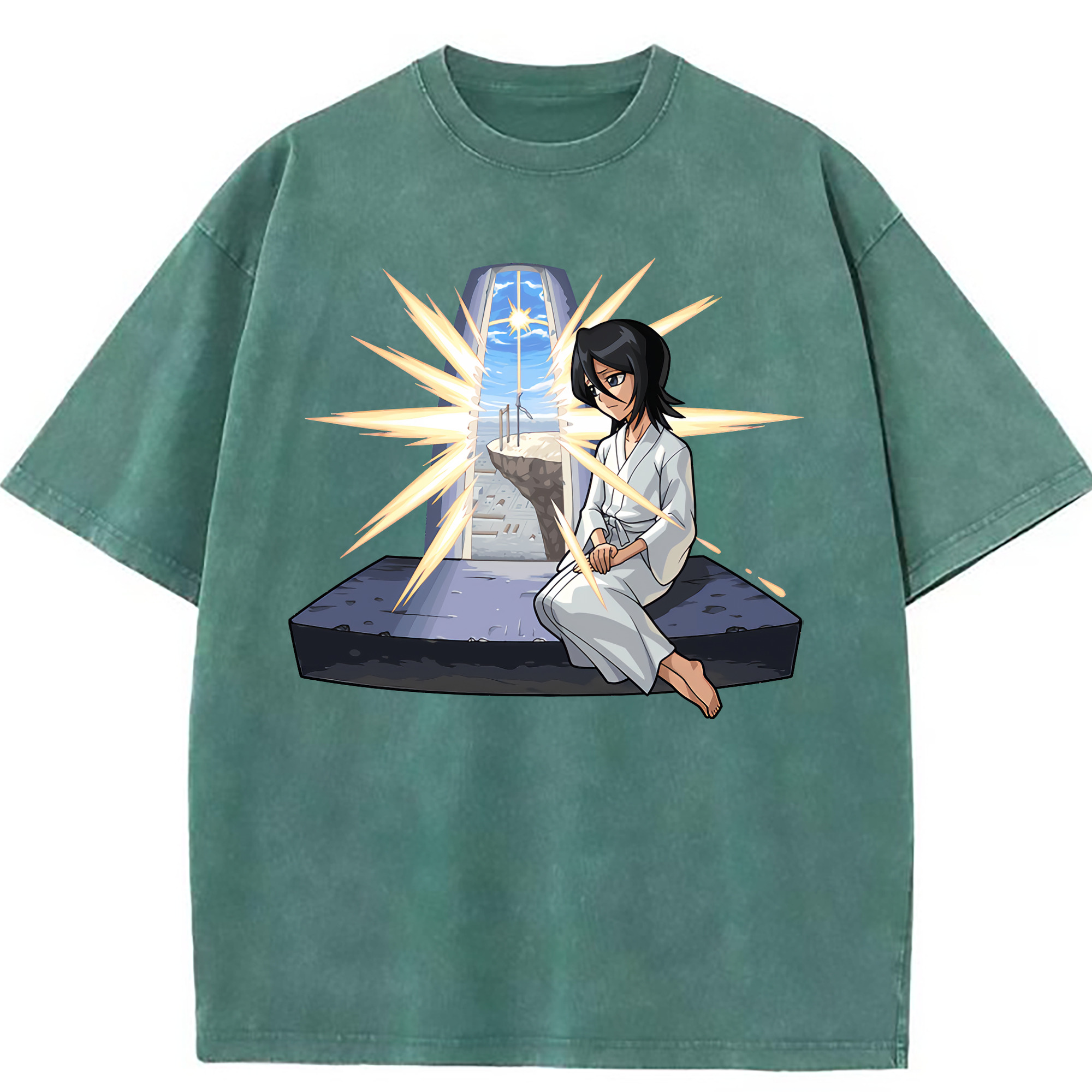 （画像用） ブリーチ 朽木ルキア BLEACH Kuchiki Rukia 綿100% ヴィンテージ風 半袖Tシャツ（フロントプリント）